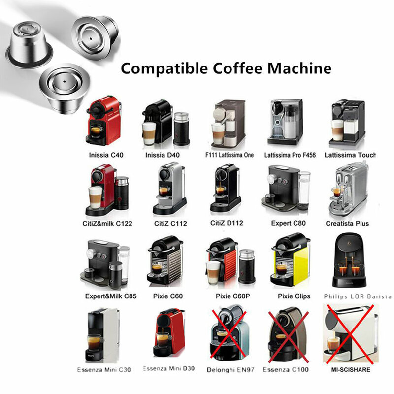 ICafilas-cápsula de café reutilizable para Nespresso, filtros de café de acero inoxidable, cafetera Espresso, cafetera de Crema, nueva actualización