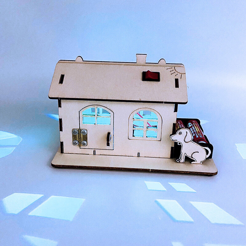 Luz colorida cabine crianças artesanal diy tecnologia casa de produção modelo plug-in cabine circuito ciência experimento presentes