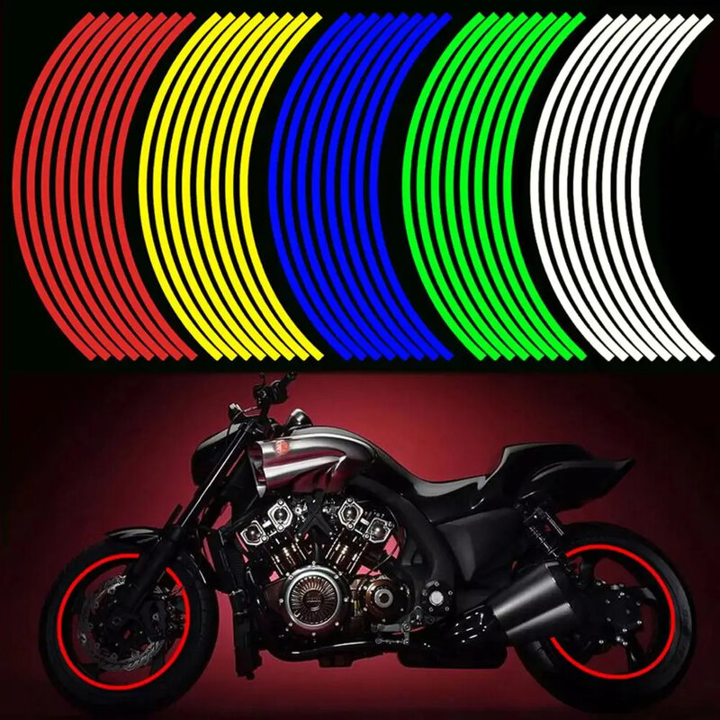 1 Набор 7 цветов полоски для стайлинга автомобиля, наклейки и Переводные картинки для колес велосипеда и мотоцикла, отражающая лента для обода 17/18 дюйма