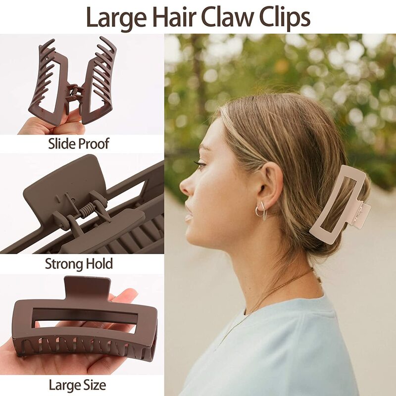 Black Hair Claw Clips para Mulheres e Meninas, Ponytail Hairpin, Crab Barrette, Garras Grandes, Acessórios de Moda, Presentes, 3 Pcs, 4Pcs