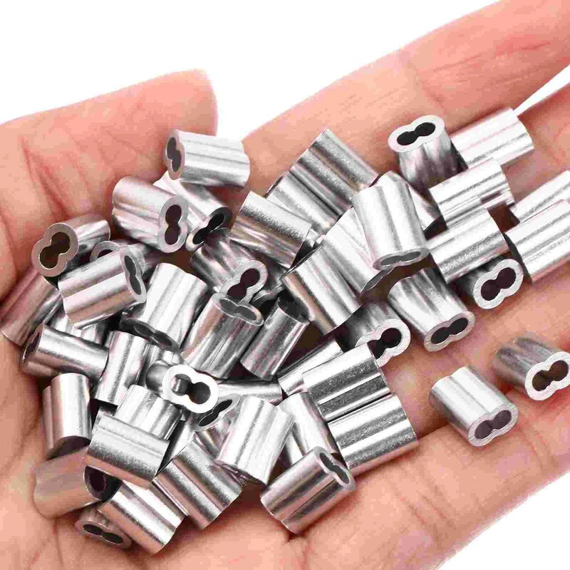 Accessorio per la gestione dei cavi a crimpare in filo di acciaio di alluminio a forma di 8 pezzi da 100 pezzi (argento)