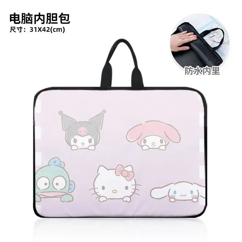 Sanrio กระเป๋าถือขนาดเล็กสำหรับใส่คอมพิวเตอร์, ใหม่กระเป๋าถือน้ำหนักเบากันคราบลายการ์ตูนจุได้เยอะกระเป๋าสะพายไหล่เดี่ยว