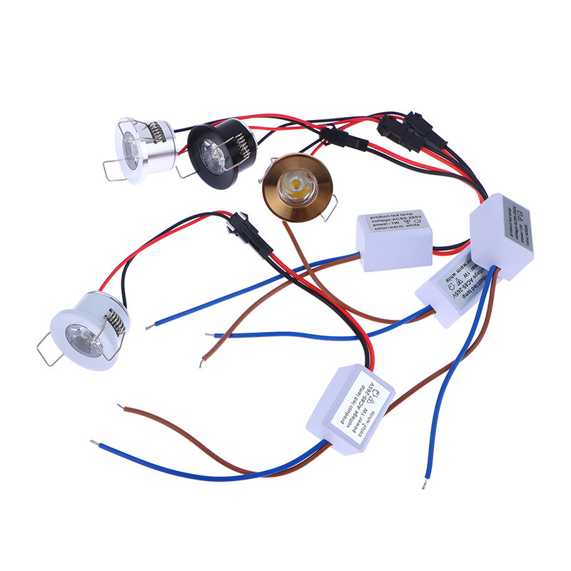 Mini Spot Lumineux LED COB à Intensité Réglable, 1W, 85-265V, Noir, Blanc, Argent, Or, Finition Aluminium, Trou Découpé, 1 Pièce