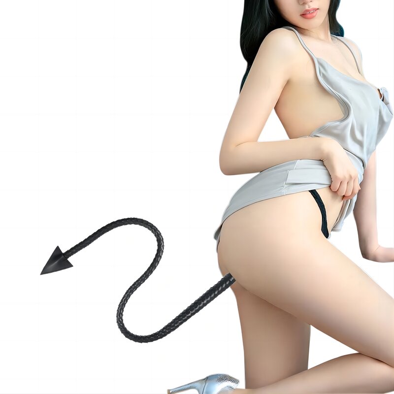Anal Sex Toys for Couples Men and Women Metal Anal Plug PU leather Whip Anal Sex Devil Tail Cosplay Butt Plug Adult Games  whip