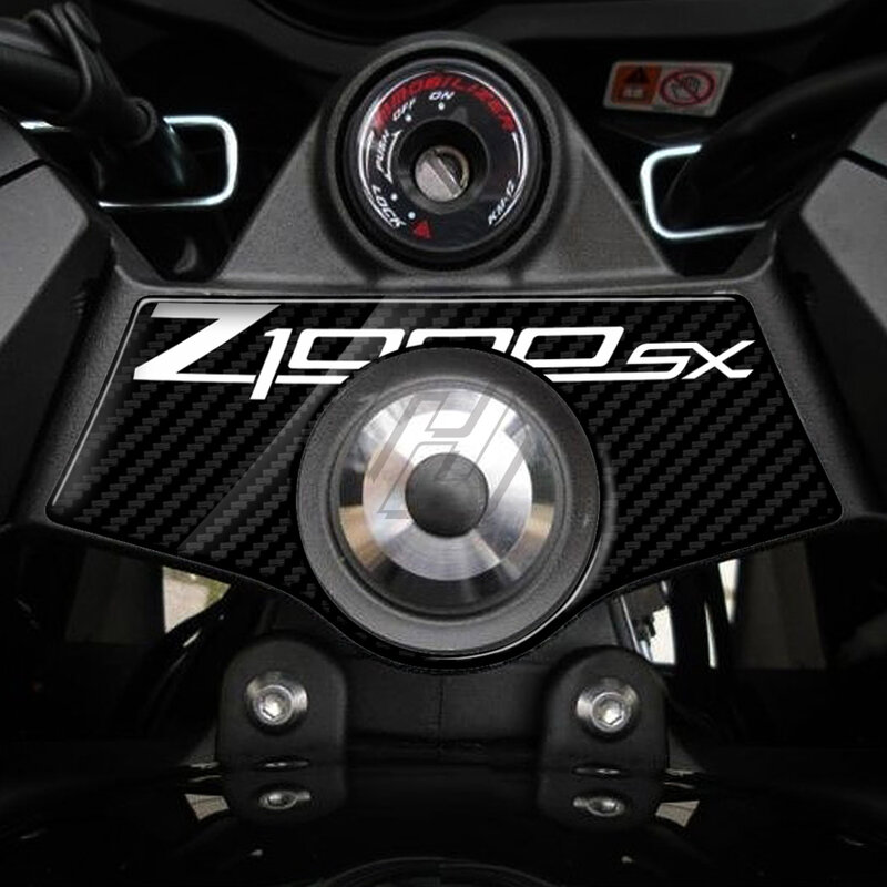 Autocollants de moto aspect carbone, tampon autocollant Triple arbre, pince supérieure avant, pour Kawasaki Z1000SX 2011 – 2017