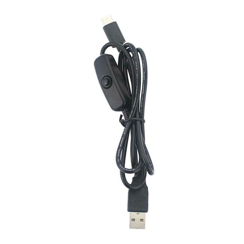Cable adaptador de corriente para Raspberry Pi 4 Modelo B, Cable de fuente de alimentación USB a tipo C con botón de encendido y apagado, 5V, 3A, 2 uds.