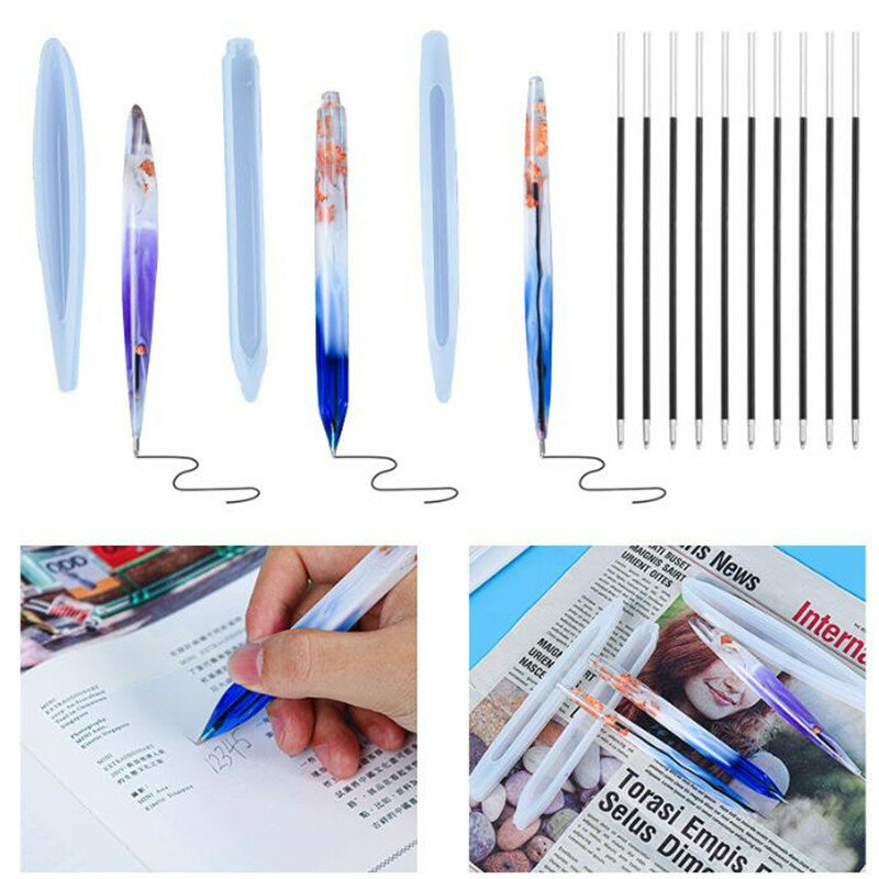 Handmade ปากกาซิลิโคนแม่พิมพ์อีพอกซี่ DIY ปากกาเรซินเรซิ่นหล่อแม่พิมพ์ด้วยตนเองโปร่งใสผู้ถือปากกาทำชุด