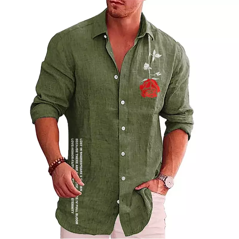 2023 Men's New Rose HD Graphics New Hot Sale Casual Outdoor Party Soft Comfortable Men's Tops
