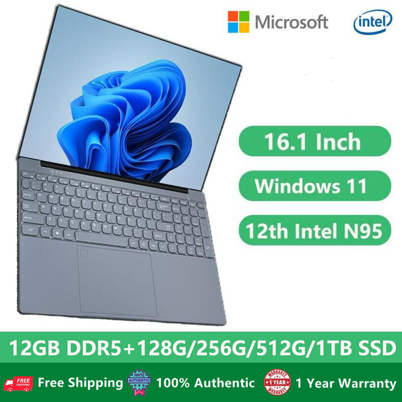 2023 CARBAYTA Intel 12Th N95 Laptop 16 Inch IPS Screen RAM 12GB DDR4  Office Learning Computer Windows 10 11 Pro Gaming Notebook