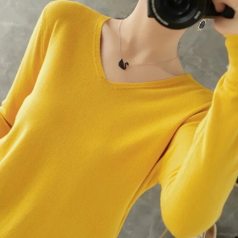 Womens Sweaters Spring Autumn V-neck Knitted Pullovers Bottoming Shirt Cashmere Fashion Jumper Solid Sweater Pull Femme