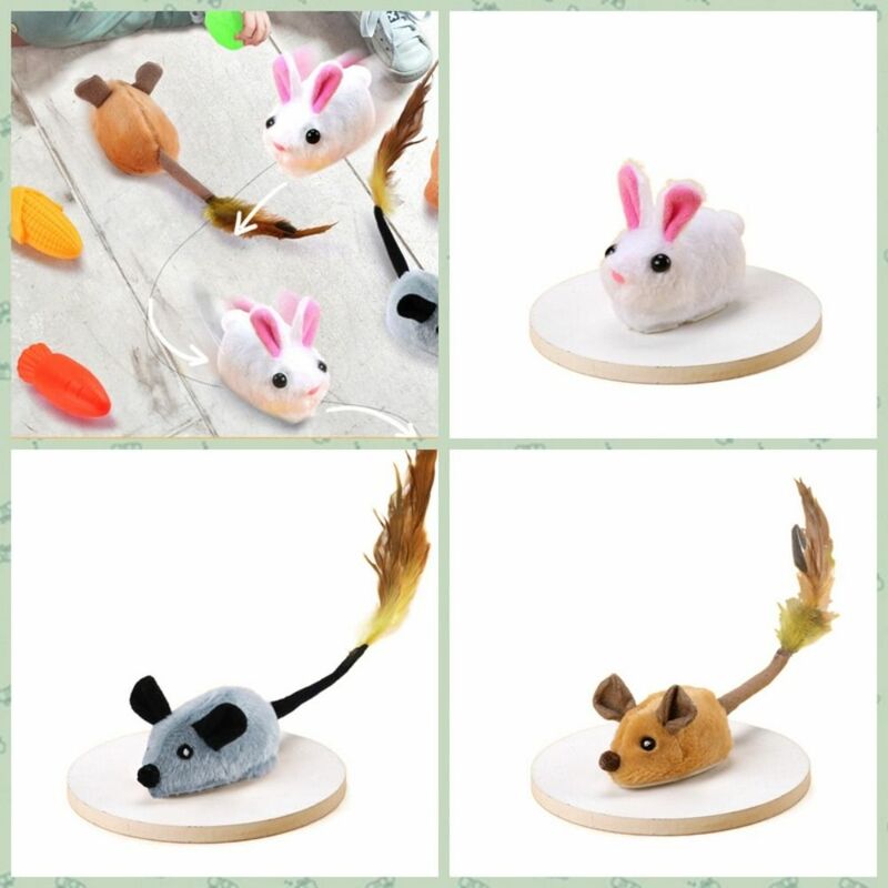 Losowe chodzące elektryczne myszy zabawka dla kota z interaktywną inteligentną zabawka mysz do biegania z piórami i pluszowymi myszami