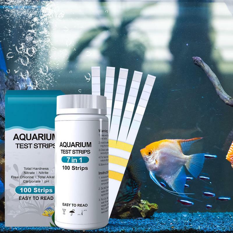 Fish Tank Test Strips para Aquarium, Water Test Kit para Aquários e Lagoas, água doce e água salgada, 100PCs