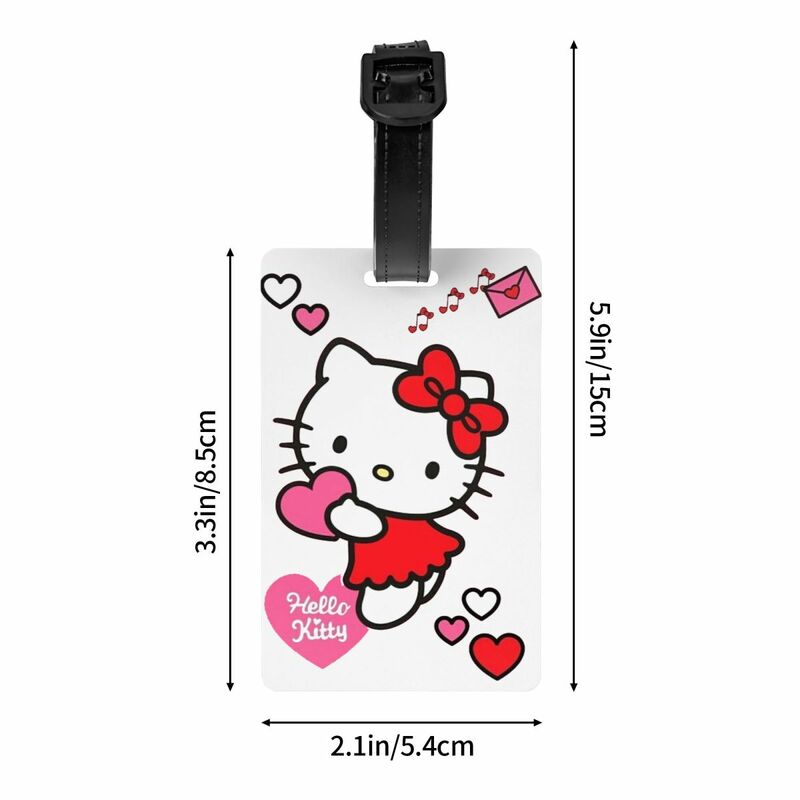 Etiquetas de equipaje personalizadas Hello Kitty, cubierta de privacidad, tarjeta de identificación con nombre