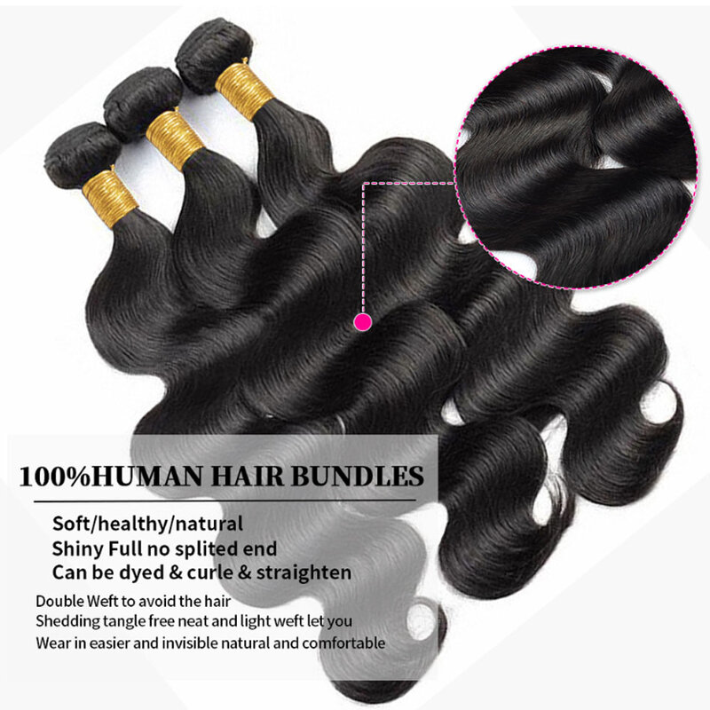 Doczepy typu Body Wave 12A 1/3/4 wiązek 100% przedłużanie nieprzetworzone ludzkie włosy peruwiańskich włosów tkających naturalne czarne dziewicze włosy 30 Cal