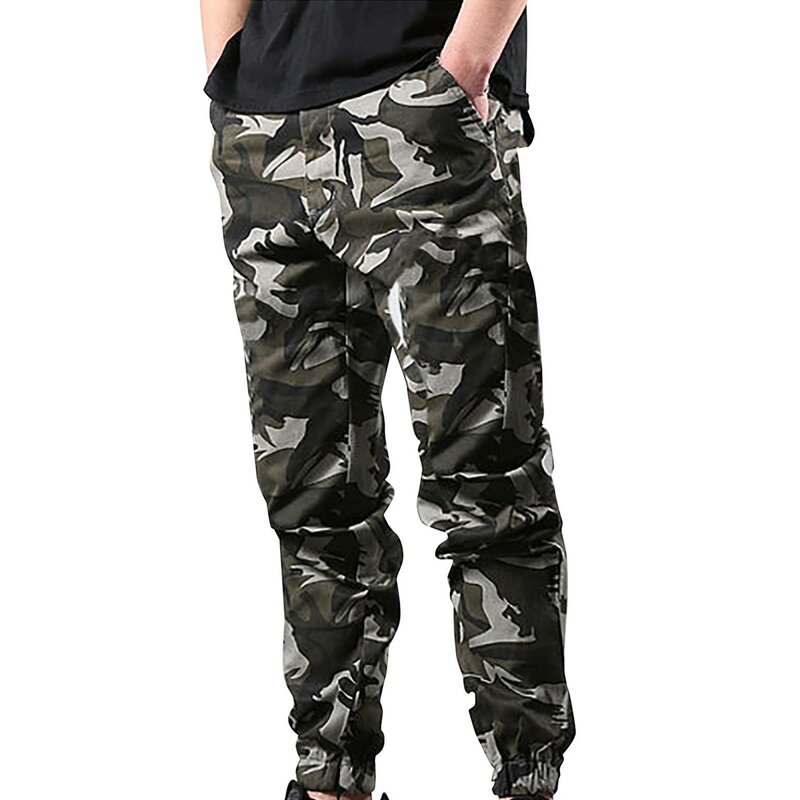 CamSolomon-Pantalon de jogging militaire en coton, style streetwear, décontracté, jogging, grande taille, coupe droite, zone bre
