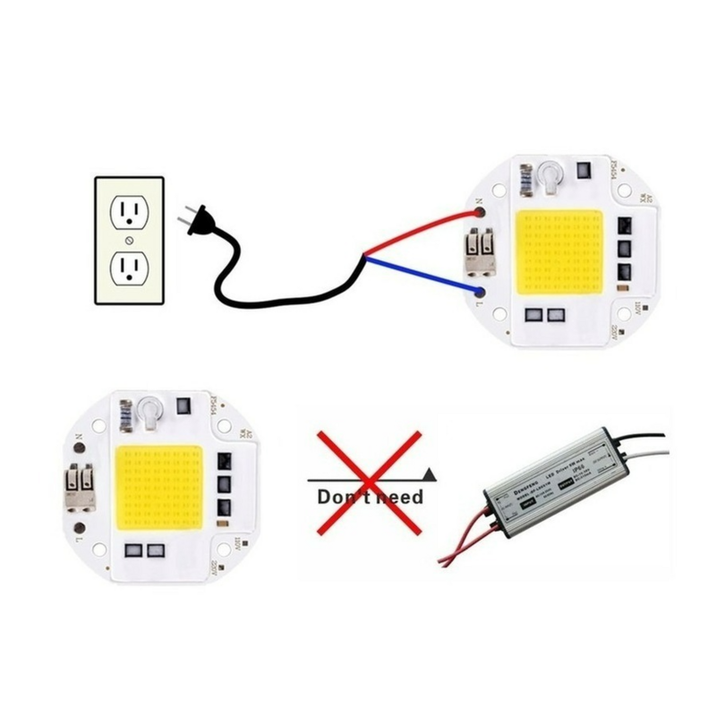 Chip LED COB para Spotlight Diodo Livre de Soldagem, Smart IC Floodlight, Sem Necessidade de Driver, 220V, 110V, 100W, 70W, 50W, 9Pcs Lot