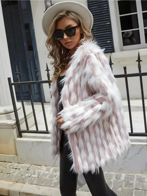 Женское теплое короткое пальто из искусственного лисьего меха, зимняя уличная одежда, ветровка, Женская Толстая пушистая Роскошная куртка, верхняя одежда 2023