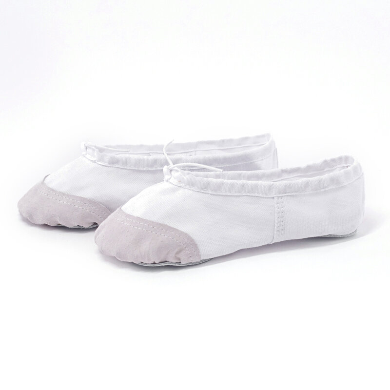 EU22-45 Leather Head Yoga Slippers Teacher Gym Indoor Exercise Canvas White Ballet Dance Shoes For Kids Girls Woman