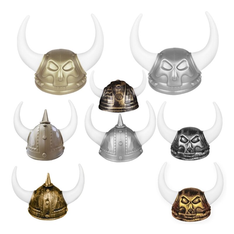 VikingHelmet Hat with Horn Halloween Cosplay Parties Props Costume Hat Theater Drama Sallet School Play Medieval Headgea