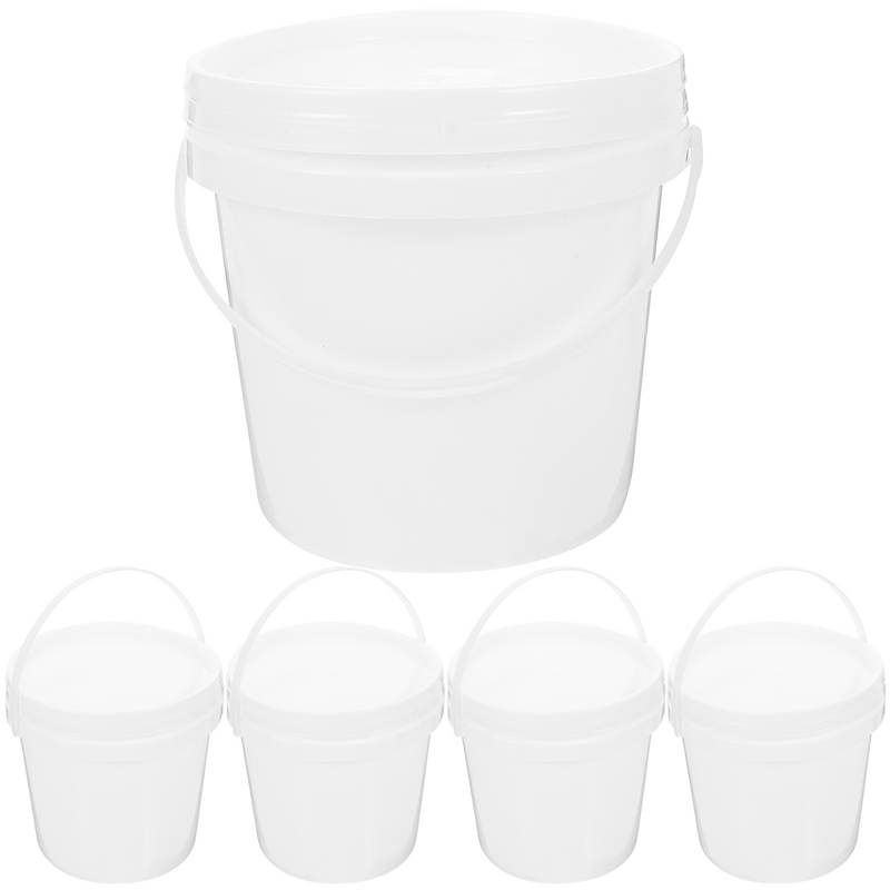 5 Pcs Plastic Barrel Small Bucket With Lid Beach Sand Tool Empty Cocktail Bucket With Lid for Dormitory Portable Thickened with