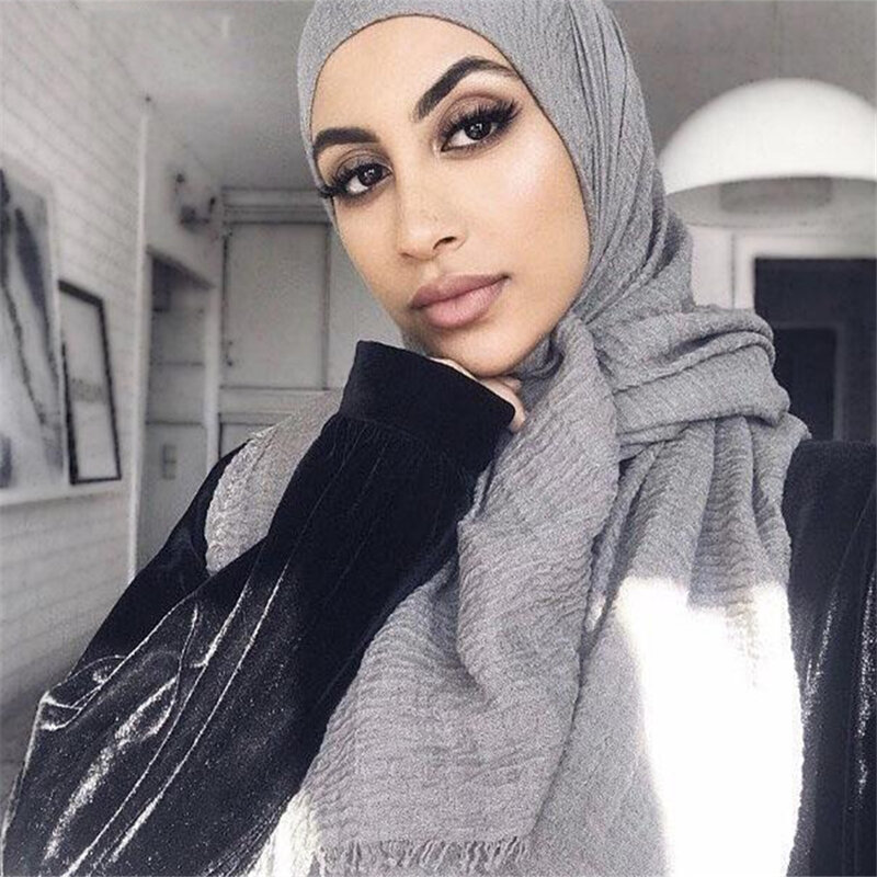 Hijab liso de Modal para mujer, chal musulmán elástico, bufanda Maxi, redecilla, estola cálida, Sjaal, Invierno