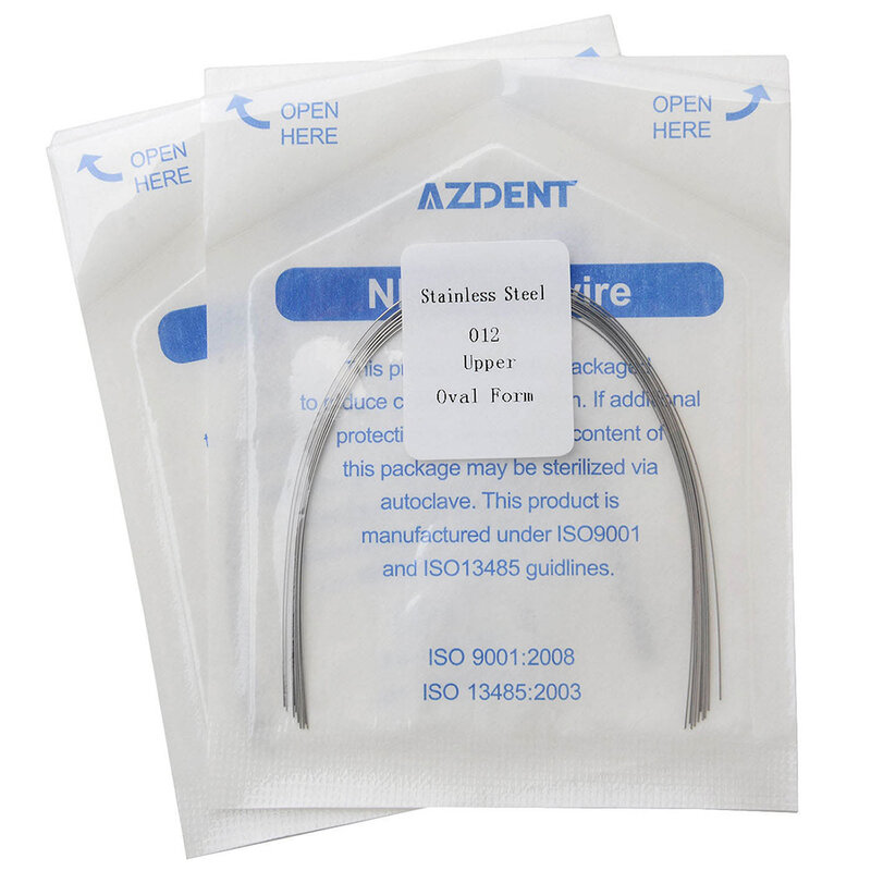10ชิ้น/แพ็ค AZDENT ทันตแพทย์จัดฟัน Arch สายสแตนเลสรอบ/สี่เหลี่ยมผืนผ้ารูปไข่รูปแบบ Ortho Arch Wire อุปกรณ์หมอฟัน