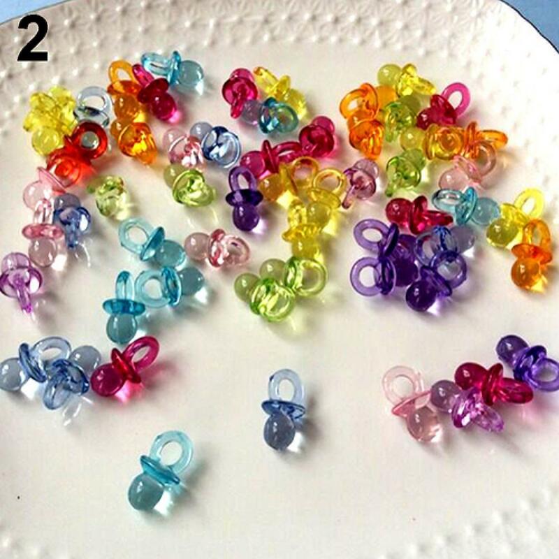 50Pcs/Set Transparent Acrylic Mini Pacifier Baby Shower Girl Boy Cake Decorations DIY Jewelry Making Pacifier Nipple Pacifiers