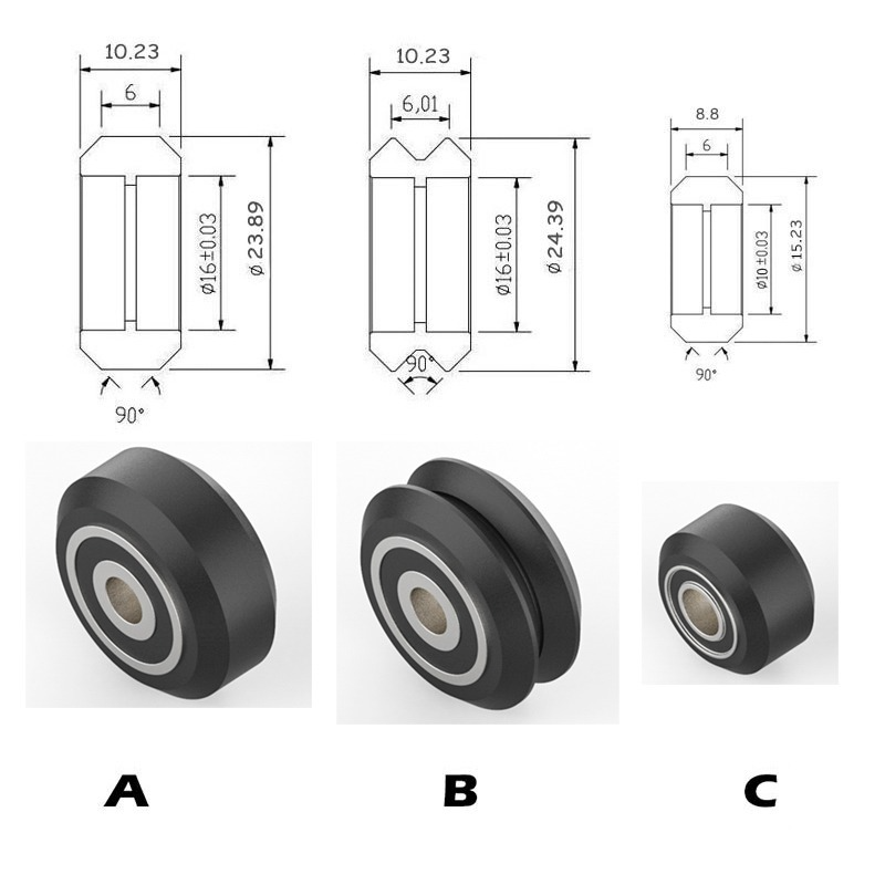 Roda plástica CNC para V-Slot, engrenagem passiva da polia do tensor redondo, roda Perlin, POM 625zz MR105zz, tipo V, 10pcs