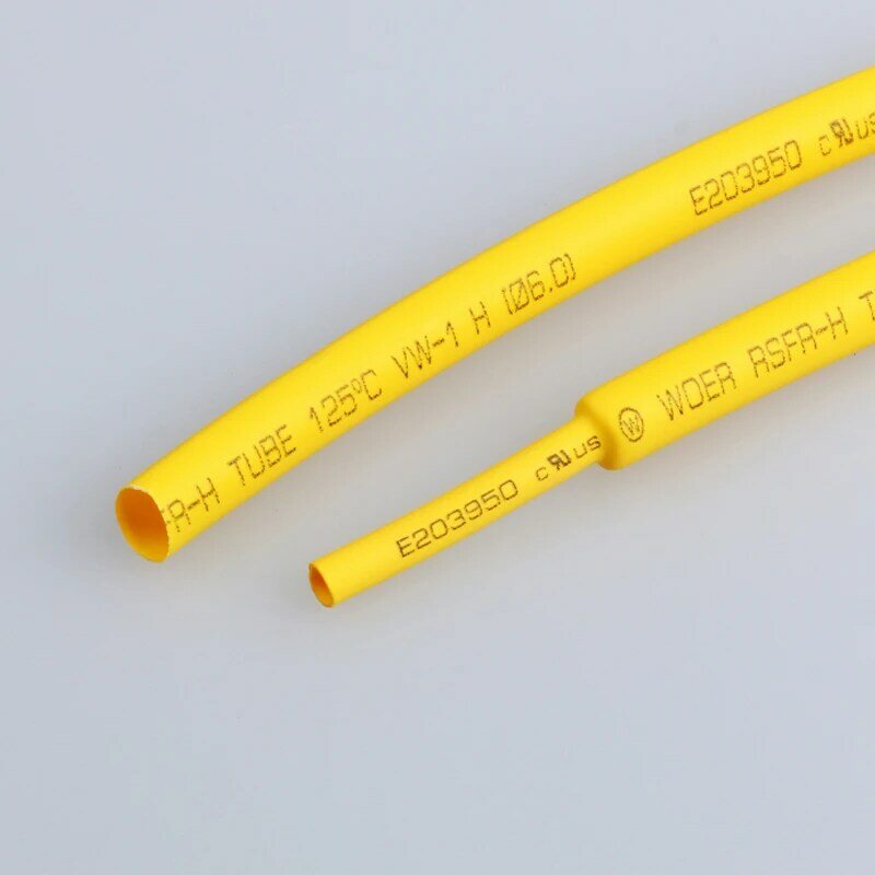 Kit de tubes thermorétractables en polyoléfine jaune, gaine assortie, thermorétractable, 1 mètre, 2:1
