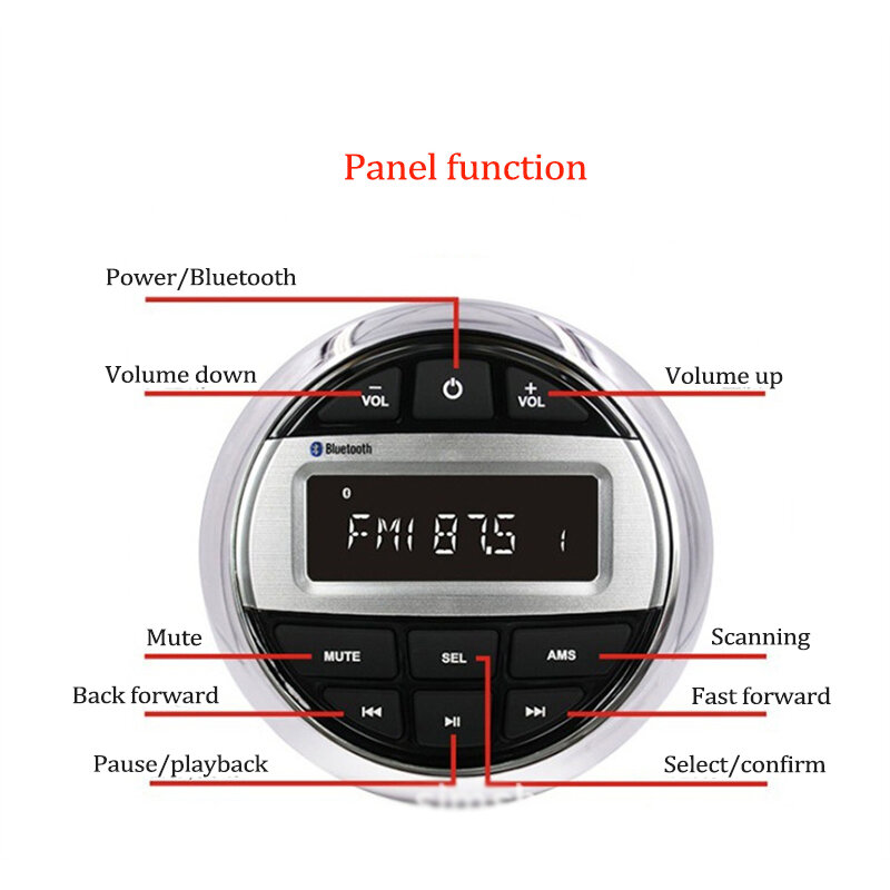 Marine Radio Waterproof Bluetooth Boat Stereo Audio FM AM Receiver Sound System For ATVs Yacht Golf Cart Motorcycle