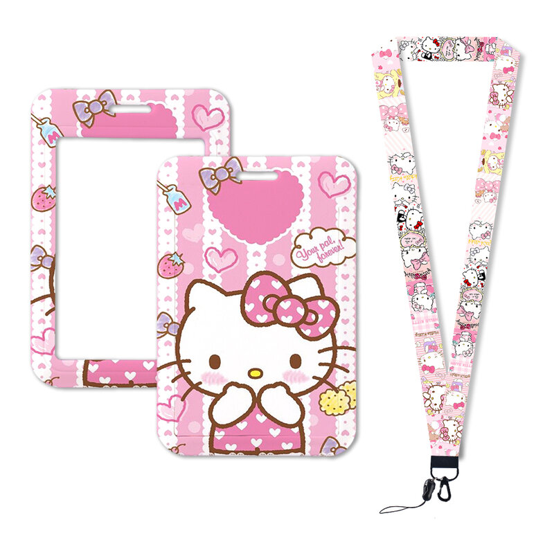 Portatarjetas de Hello Kitty para estudiantes, cubierta protectora de autobús KT, gato, metro, Control de acceso, dibujos animados, Anime, niños, W