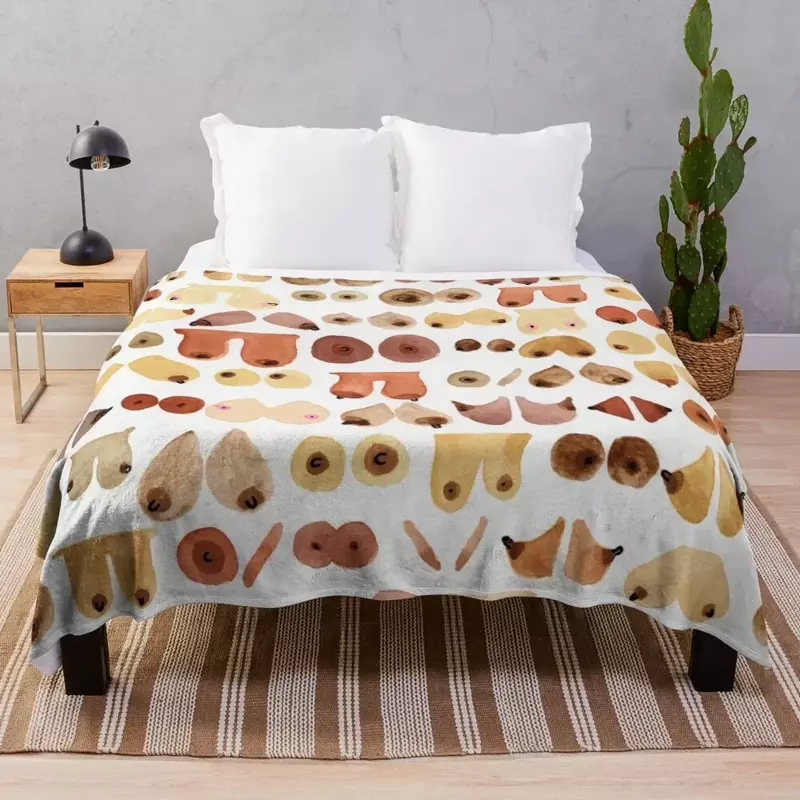 Boob Love Aquarela Design Throw Blanket, Cobertores térmicos decorativos finos, Peito original, Sofá