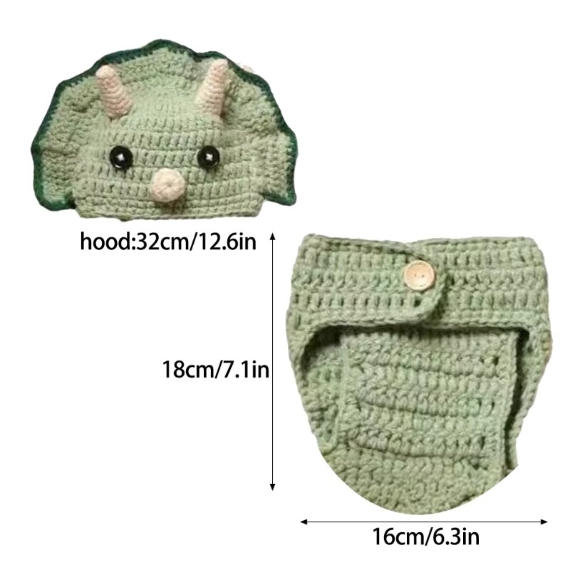 2Pcs Newborns Crochet Knitted Costume Pants & Matching Hat Set for Baby Photos