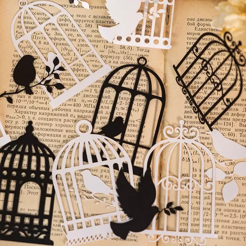 20Pcs Material Paper Moonlight Variation Memo Black White Hollow cage handmade gift silhouette Base Scrapbooking 159*85mm