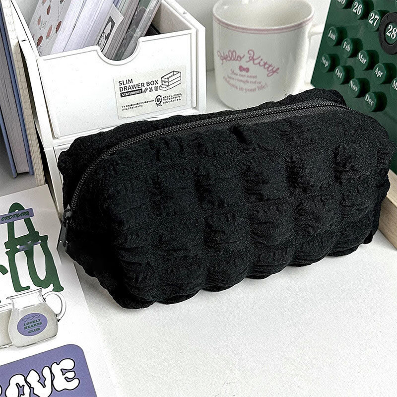 1PC Cosmetic Bag Solid Color Pencil Case Creative Pillow Bag Large Capacity Bag For Girls School Supplies Stationery Box