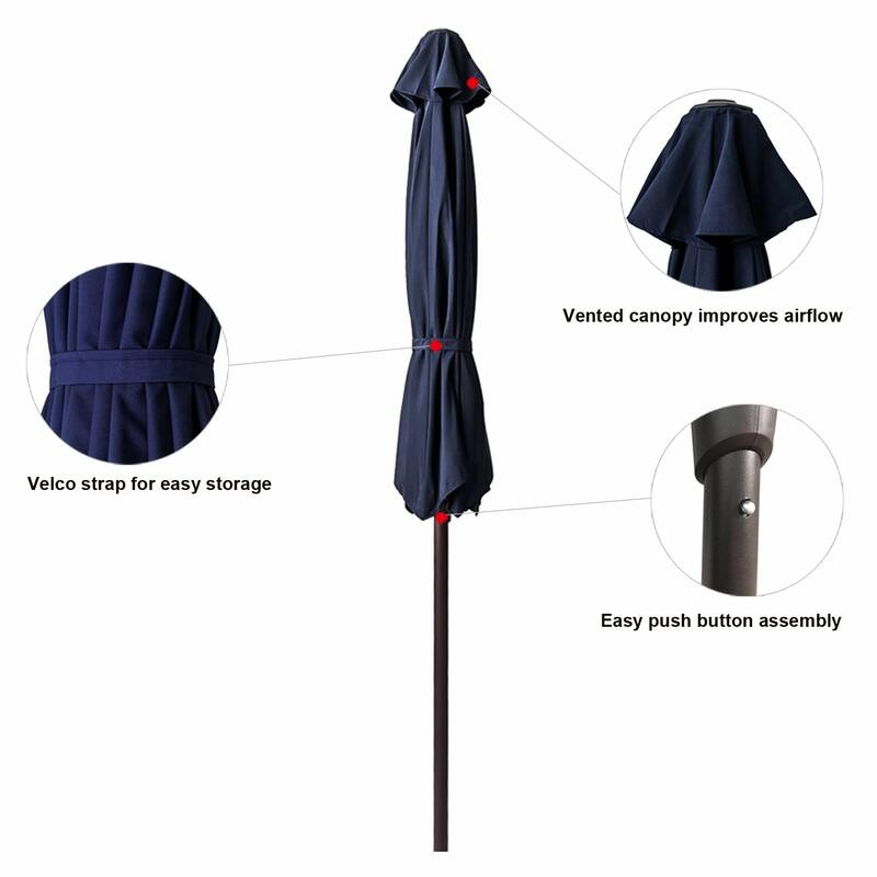 Guarda-chuva de mesa 7,5 pés para pátio externo, azul marinho