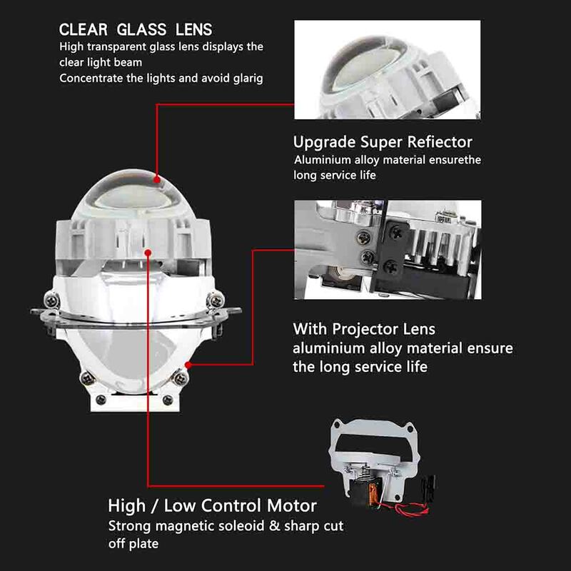 2.5 Polegada bi-led projetor retrofit faróis do carro lentes para o carro ford focus 2 restyling, vaz 2106 vaz 2114, suzuki samurai, sanvi