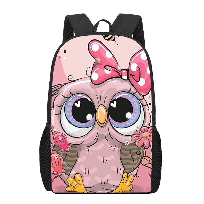 Cartoon couple cute owls 3D Printing Children School Bags Kids Backpack For Girls Boys Student Book Bags Schoolbags