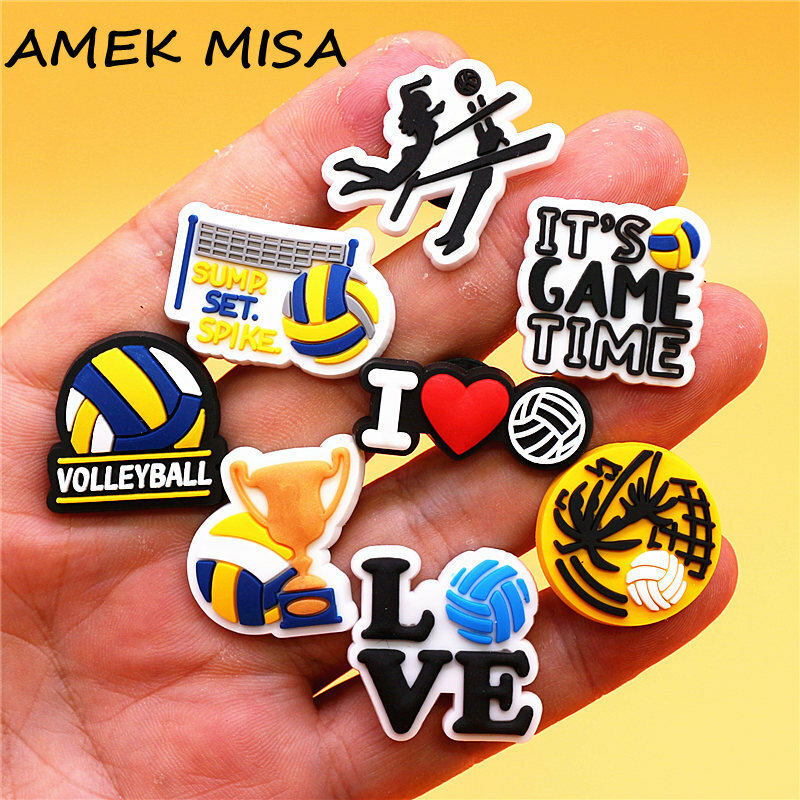 Love Volleyball Style PVC Chaussures Charms, Décorations de nuits, Spiking Smash Chaussures Accessoires Game Time Everg Pins strucU520, 1Pc