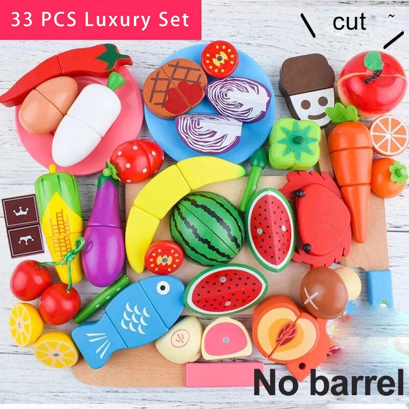DIY śliczne cięcie drewna owoce warzywa zestaw zabawek imitacji do kuchni do jedzenia gotować Cosplay dziewczyny dzieci Kid edukacyjne zabawki prezenty