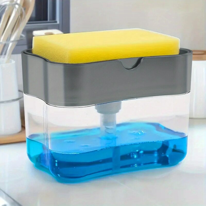 Dispensador de jabón metálico plateado, soporte para esponja para fregadero de cocina, No incluye esponja, 4,5 "x 2,5" x 0,7"