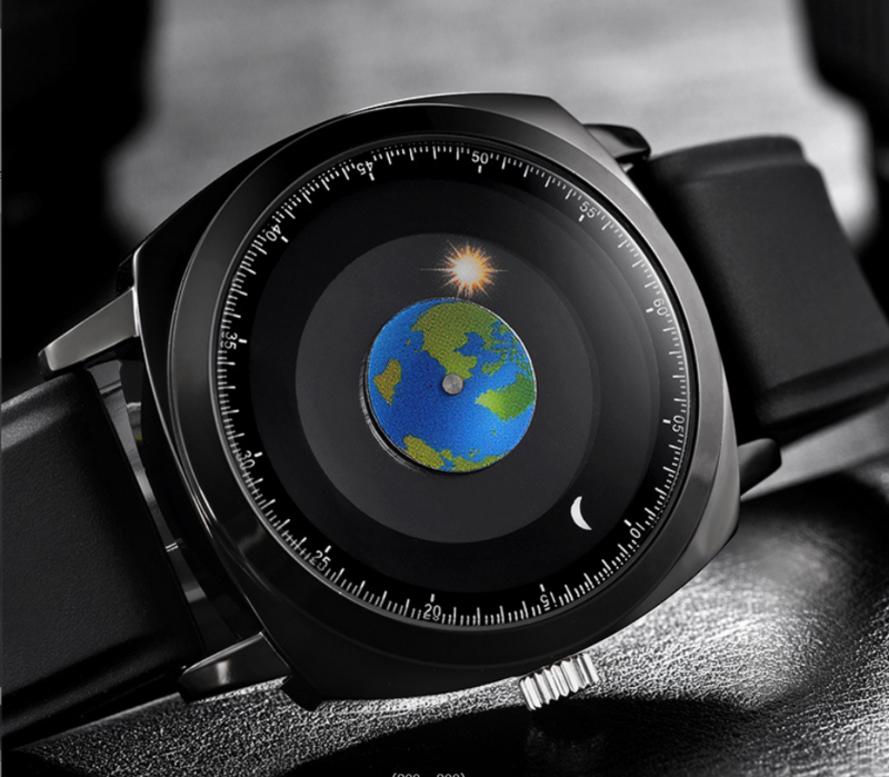 Moda inovação Earth Watch cinto relógio dos homens