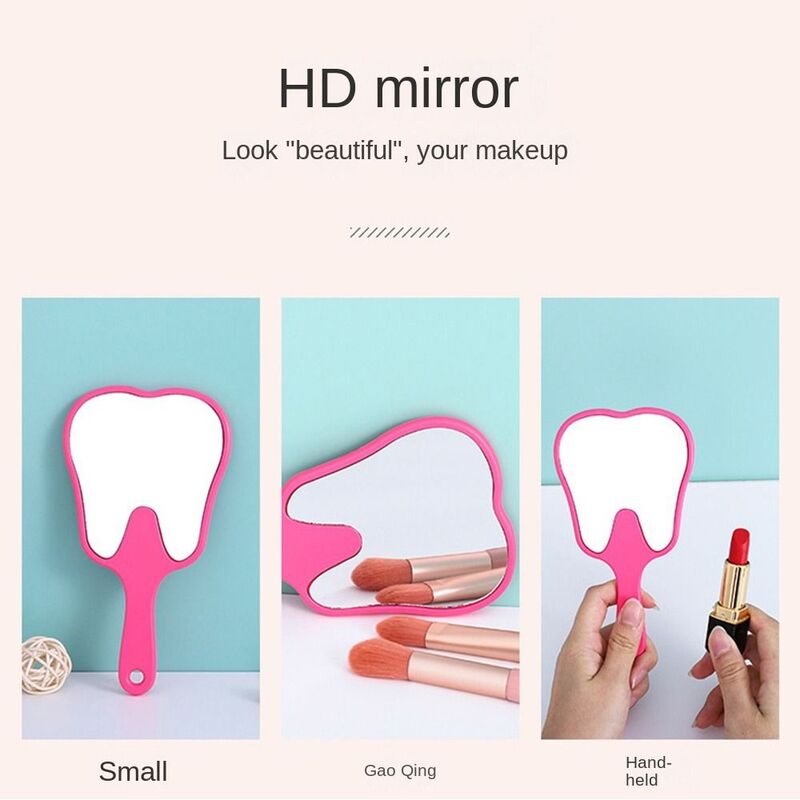 Pvc Handheld Spiegel Duurzaam High-Definition Tandvormige Tandspiegels Make-Up Spiegel Cadeau