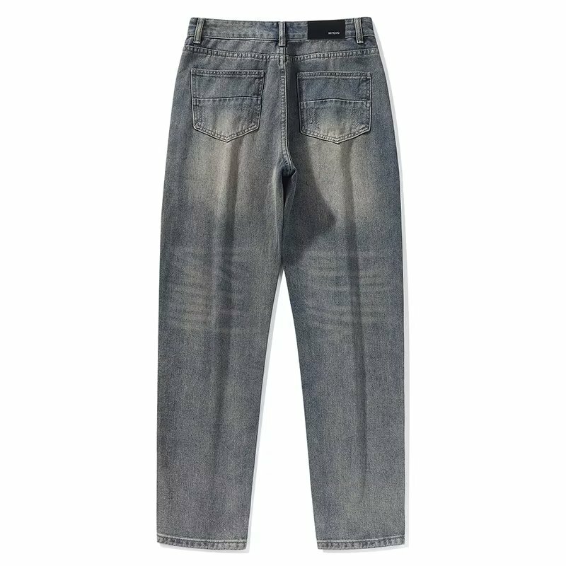 Jeans pria desainer mode 2024 celana Jeans elastis Retro pria pakaian gaya Vintage Korea celana jalanan terkenal Denim kasual P98
