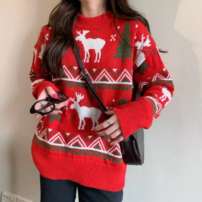 여성 긴팔 스웨터, 귀여운 풀오버 상의, 부드러운 일본 스타일, 세련된 프렌치 스타일, 가을 겨울 신상