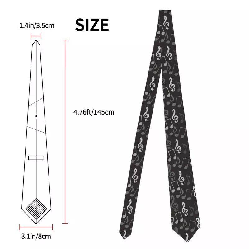 Music Notes Printed Tie Piano Artwork Cosplay Party Neck Ties Adult Trendy Necktie Accessories High Quality Design Collar Tie