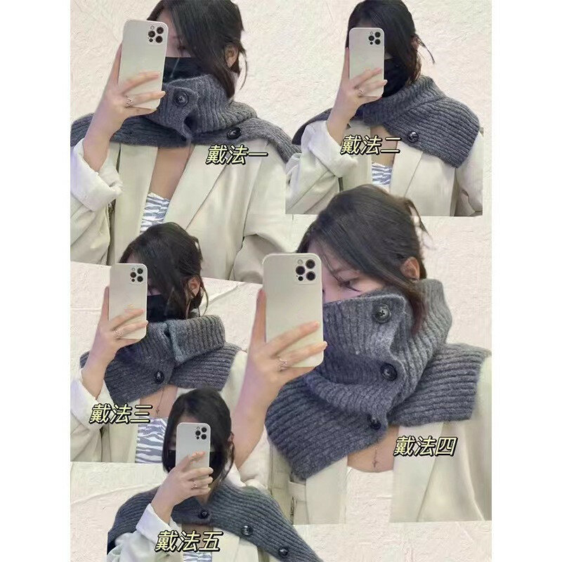 Wol baru yang mengandung kerah tinggi akrilik versi Korea Selatan serbaguna pelindung leher hangat kerah palsu