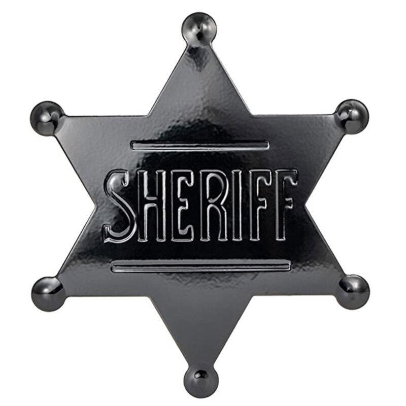 Distintivi dello sceriffo Distintivi del poliziotto in metallo Distintivi delle decorazioni del cowboy per feste Halloween