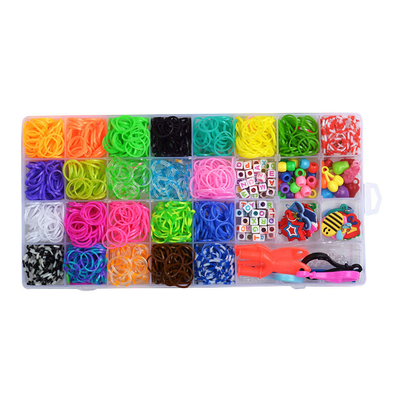 1 kotak Set pita tenun warna-warni Kit pembuat Gelang DIY kreatif kalung kepang karet gelang kerajinan mainan membuat perhiasan Aksesori