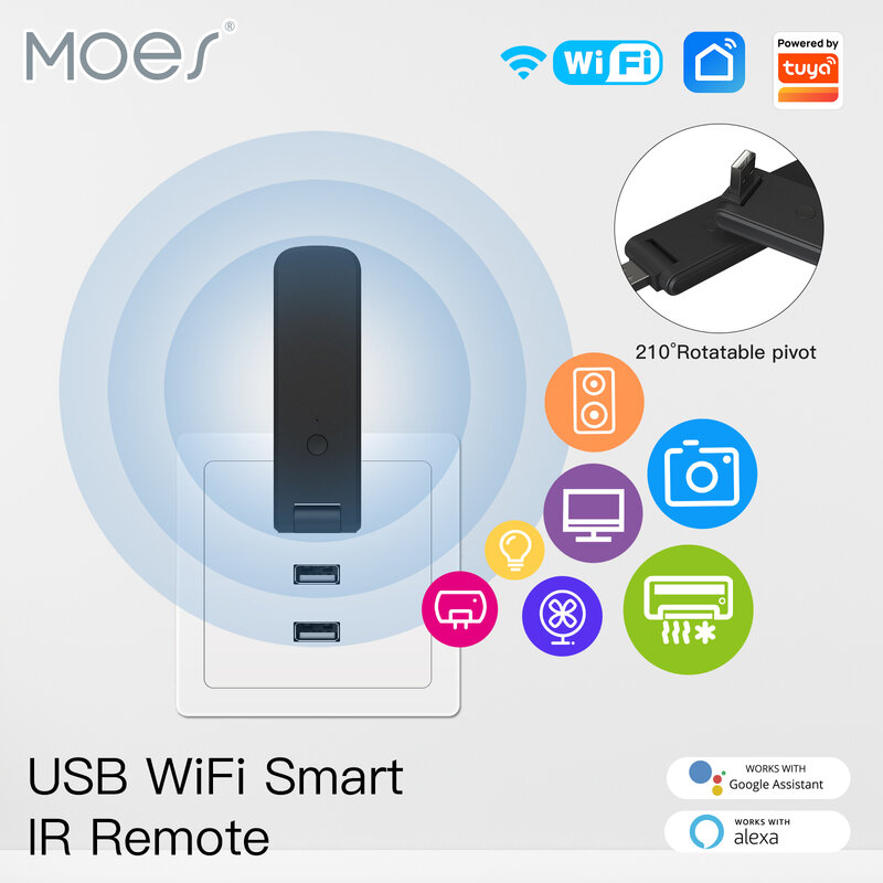 MOES Tuya podczerwieni WiFi pilot bezprzewodowy USB IR dla IR TV przełącznik wentylatora inteligentna automatyka domowa wsparcie Alexa